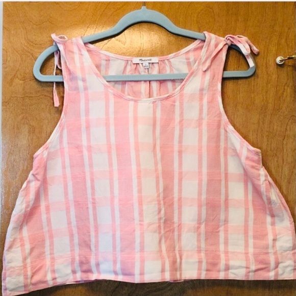 MADEWELL Gingham Tie-Shoulder Checker Print Crop Large - Picture 7 of 12